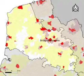 Localisation de l'aire d'attraction de Bruay-la-Buissière dans le département du Pas-de-Calais.