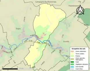 Carte en couleurs présentant l'occupation des sols.