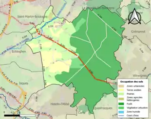 Carte en couleurs présentant l'occupation des sols.