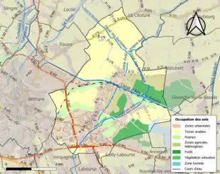 Carte en couleurs présentant l'occupation des sols.