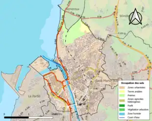 Carte en couleurs présentant l'occupation des sols.