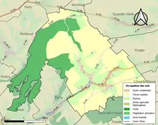 Carte en couleurs présentant l'occupation des sols.