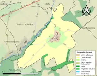 Carte en couleurs présentant l'occupation des sols.