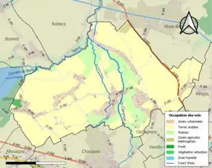 Carte en couleurs présentant l'occupation des sols.