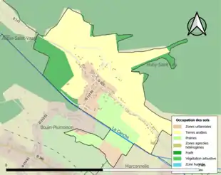 Carte en couleurs présentant l'occupation des sols.