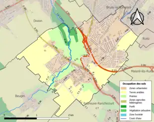 Carte en couleurs présentant l'occupation des sols.