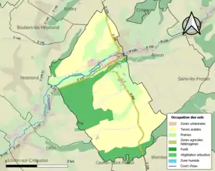 Carte en couleurs présentant l'occupation des sols.