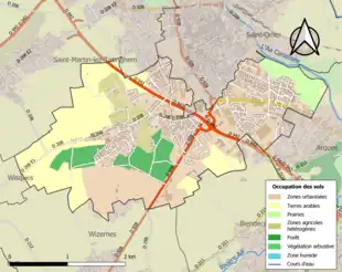 Carte en couleurs présentant l'occupation des sols.