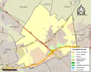 Carte en couleurs présentant l'occupation des sols.