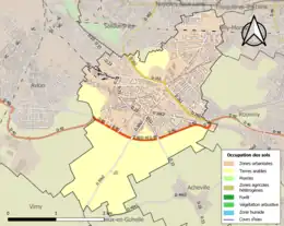 Carte en couleurs présentant l'occupation des sols.