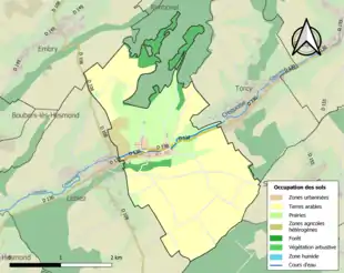 Carte en couleurs présentant l'occupation des sols.