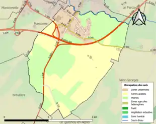 Carte en couleurs présentant l'occupation des sols.