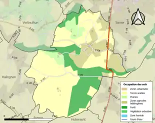 Carte en couleurs présentant l'occupation des sols.