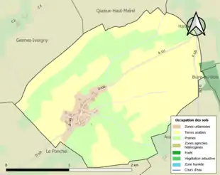 Carte en couleurs présentant l'occupation des sols.