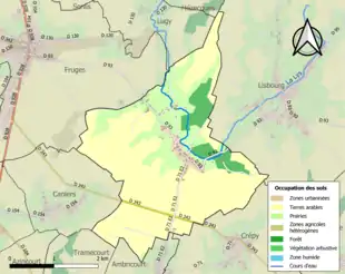 Carte en couleurs présentant l'occupation des sols.