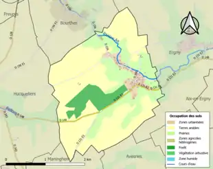 Carte en couleurs présentant l'occupation des sols.