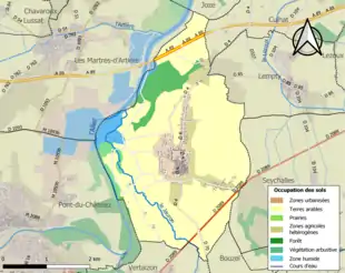 Carte en couleurs présentant l'occupation des sols.