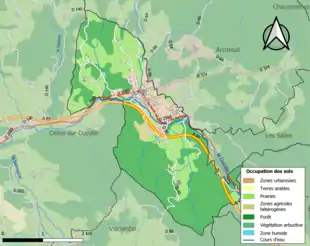 Carte en couleurs présentant l'occupation des sols.