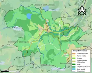 Carte en couleurs présentant l'occupation des sols.