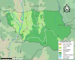 Carte en couleurs présentant l'occupation des sols.