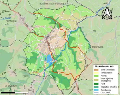 Carte en couleurs présentant l'occupation des sols.