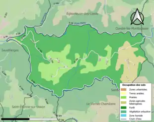 Carte en couleurs présentant l'occupation des sols.