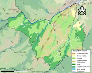 Carte en couleurs présentant l'occupation des sols.