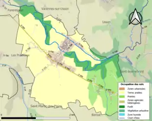 Carte en couleurs présentant l'occupation des sols.