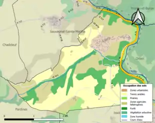 Carte en couleurs présentant l'occupation des sols.