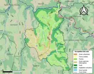 Carte en couleurs présentant l'occupation des sols.