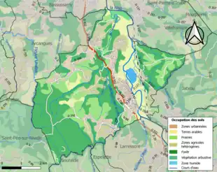 Carte en couleurs présentant l'occupation des sols.