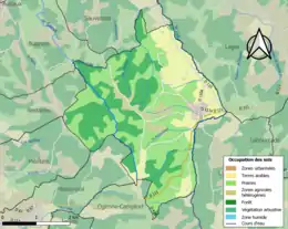 Carte en couleurs présentant l'occupation des sols.