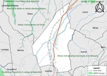 Carte de la ZNIEFF de type 1 sur la commune.