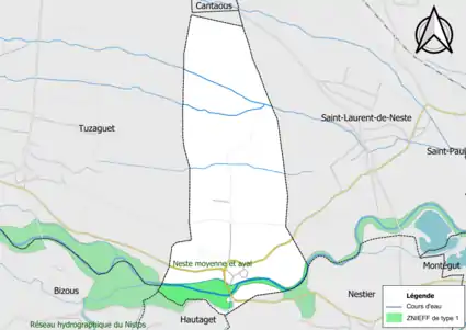 Carte de la ZNIEFF de type 1 sur la commune.