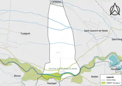 Carte de la ZNIEFF de type 2 sur la commune.