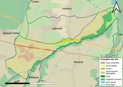 Carte en couleurs présentant l'occupation des sols.