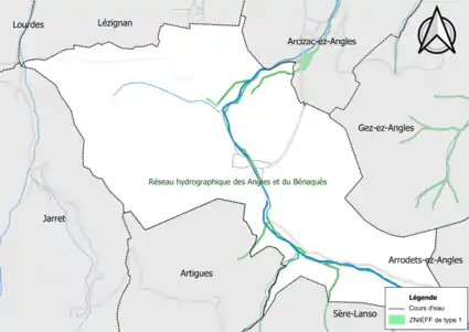 Carte de la ZNIEFF de type 1 sur la commune.