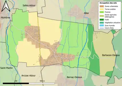 Carte en couleurs présentant l'occupation des sols.