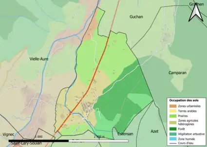 Carte en couleurs présentant l'occupation des sols.