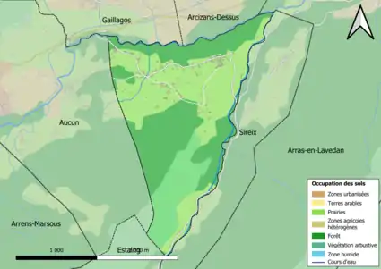 Carte en couleurs présentant l'occupation des sols.