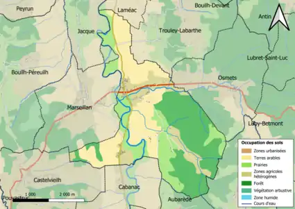 Carte en couleurs présentant l'occupation des sols.