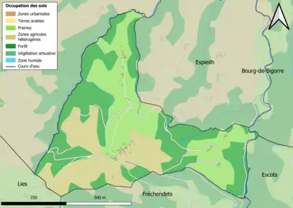 Carte en couleurs présentant l'occupation des sols.