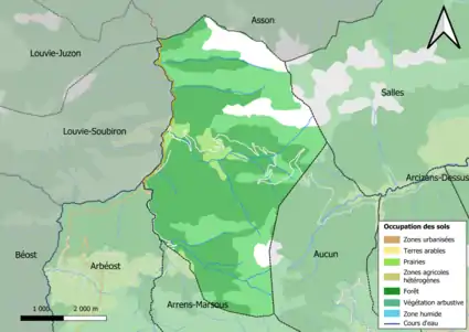 Carte en couleurs présentant l'occupation des sols.