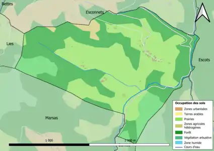 Carte en couleurs présentant l'occupation des sols.