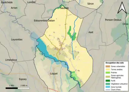 Carte en couleurs présentant l'occupation des sols.