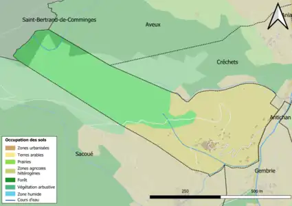 Carte en couleurs présentant l'occupation des sols.