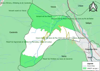 Carte des ZNIEFF de type 1 sur la commune.