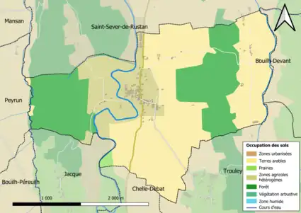 Carte en couleurs présentant l'occupation des sols.