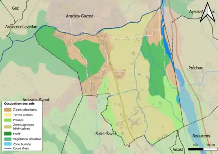 Carte en couleurs présentant l'occupation des sols.