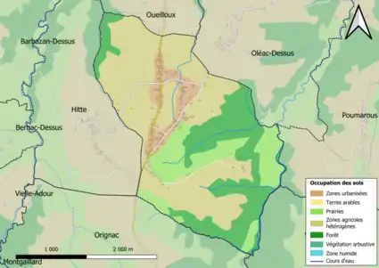 Carte en couleurs présentant l'occupation des sols.